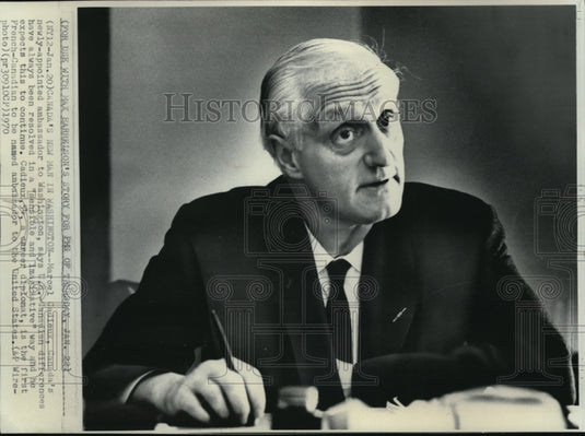 1970 Canada's new appointed Ambassador to Washington, MarcialCadieux - Historic Images