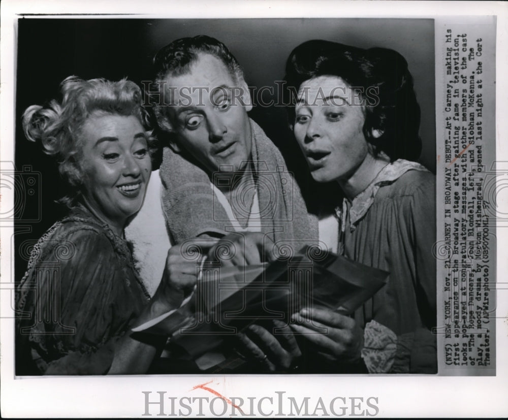 1957 Press Photo Art Carney and  Joan Rondell of the stage play The Rope Dancers - Historic Images