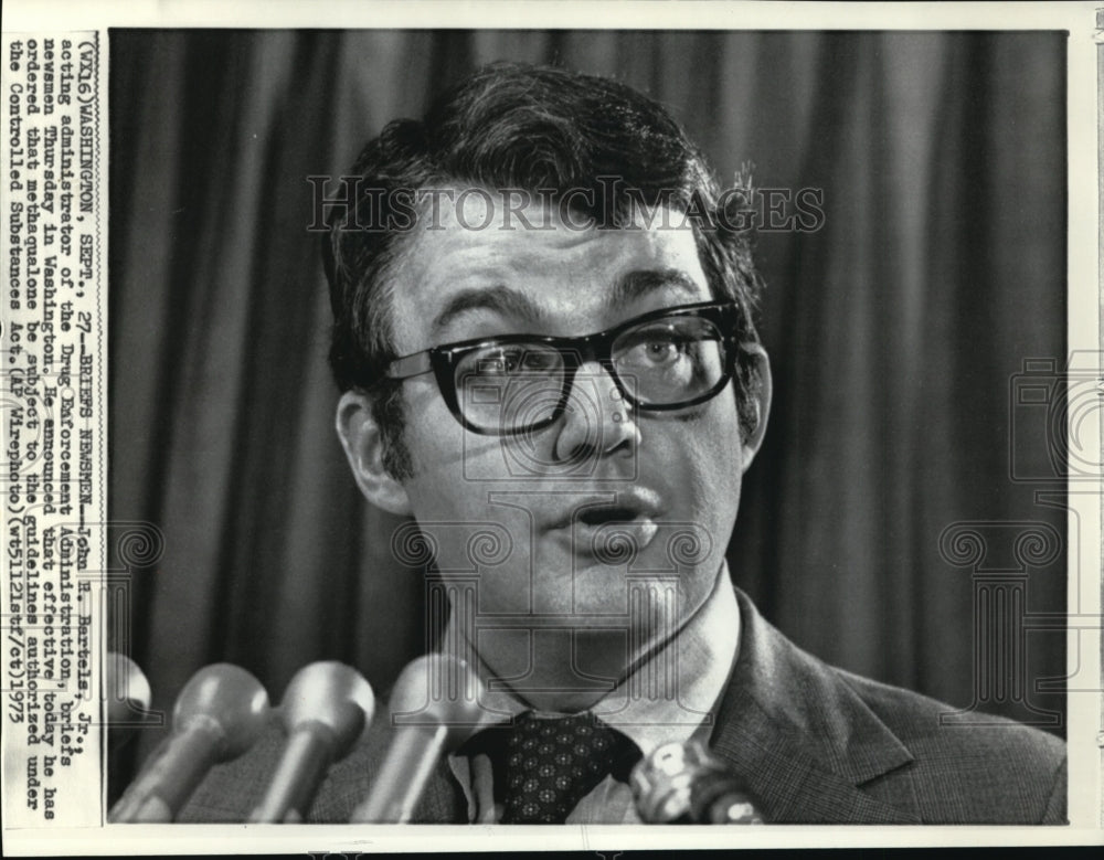 1973 Press Photo Acting Drug Enforcement acting Administrator, John Bartels, Jr. - Historic Images