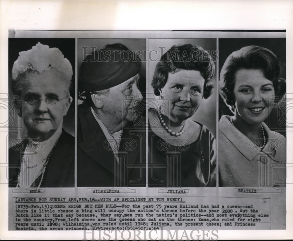 1964 Holland&#39;s Queens reign but Men rule - Historic Images