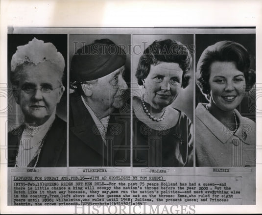 1964 Holland's Queens reign but Men rule - Historic Images