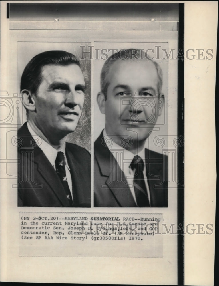 1970 Wire Photo The Maryland Senatorial candidates Joseph Tydings and Beall Jr. - Historic Images