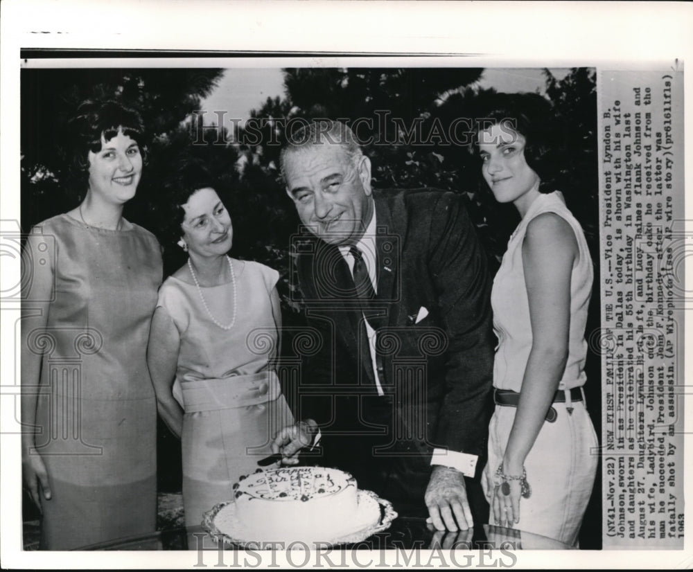 1963 Wire Photo Vice President Lyndon Johnson with his family  - Historic Images