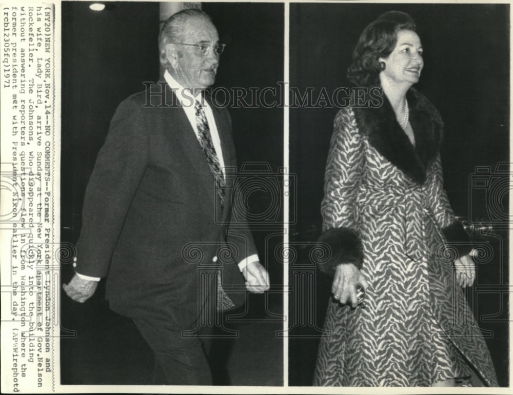 1971 Wire Photo Former President Johnson with wife Lady Bird - cvw02188 - Historic Images