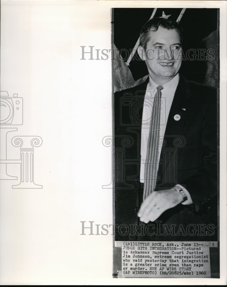 1960 Press Photo Arkansas Supreme Court Justice Jim Johnson - Historic Images