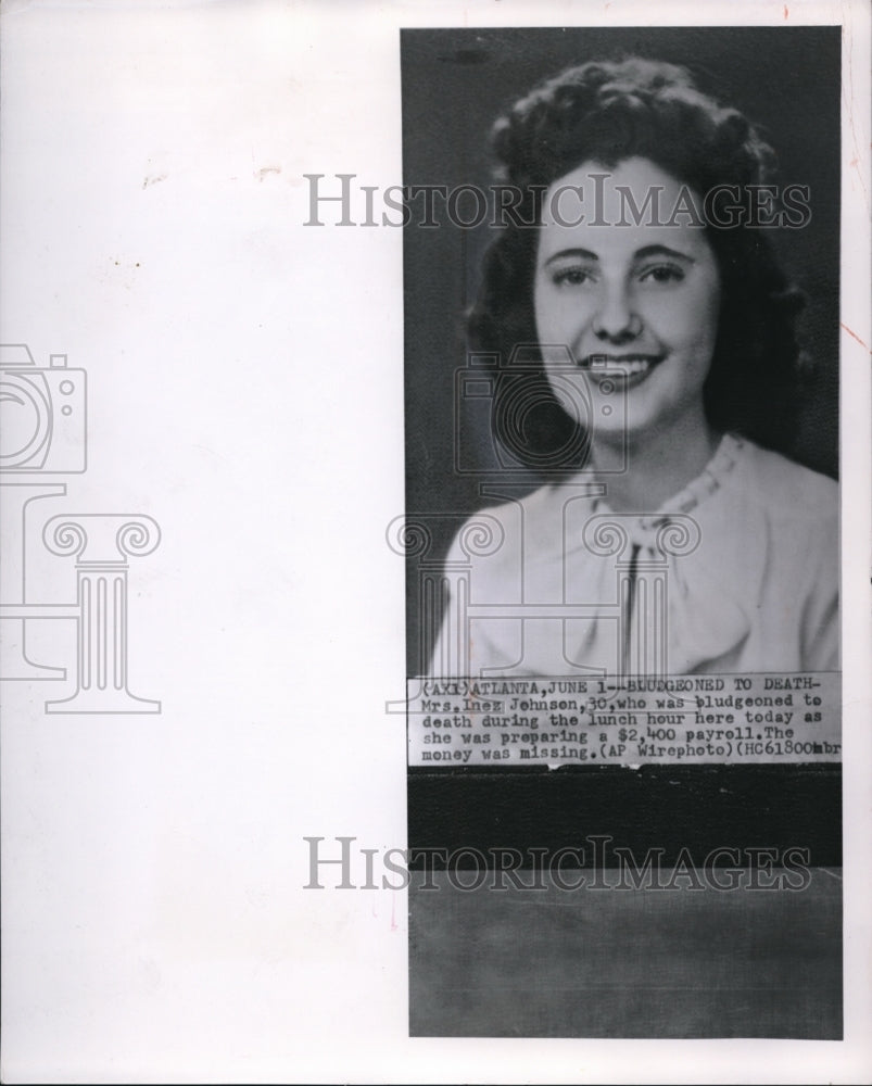 1956 Mrs. Ineg Johnson was bludgeoned to death - Historic Images
