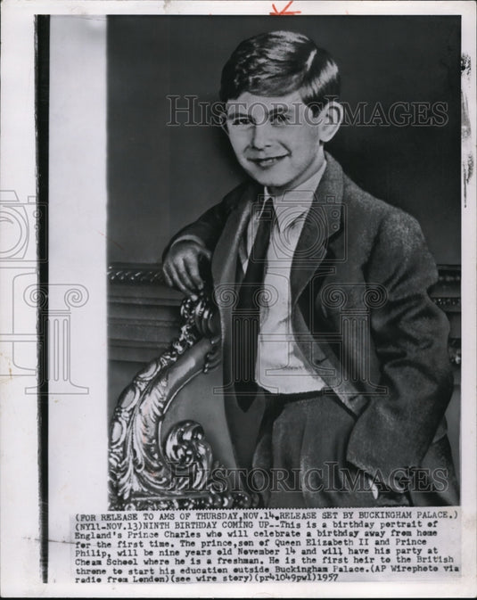 1957 Ninth Birthday Portrait of Prince Charles in London - Historic Images