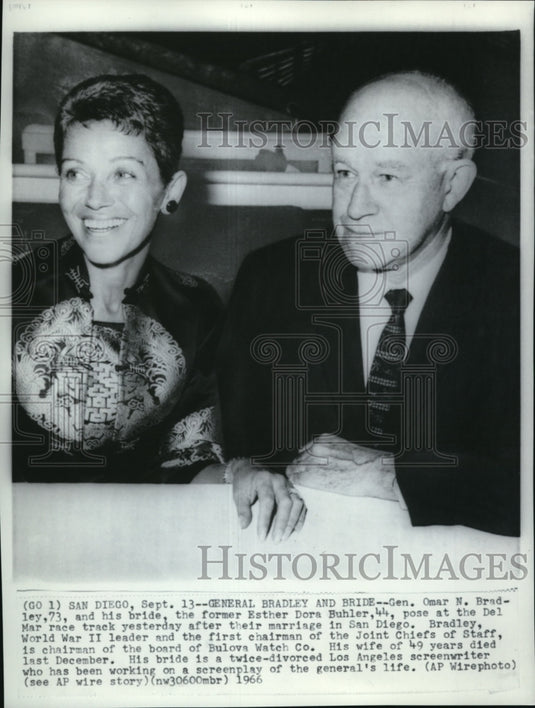 1966 Geneal Omar Bradley and bride former Esther Dora Buhler - Historic Images