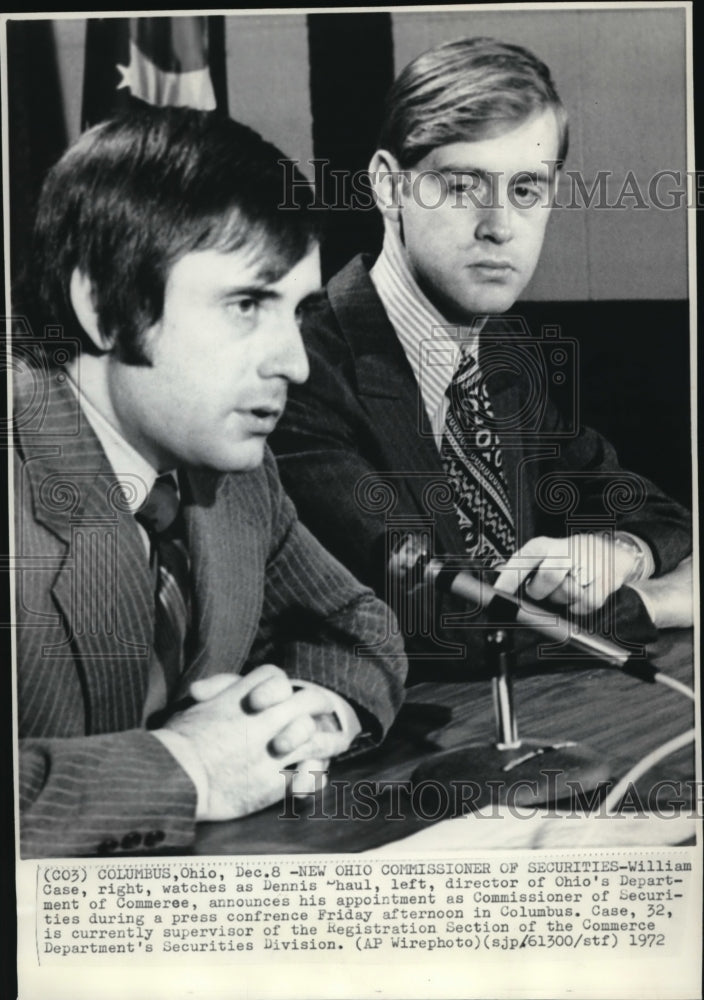 1973 Press Photo William Case &amp; New Ohio Commissioner Dennis Haul-Historic Images