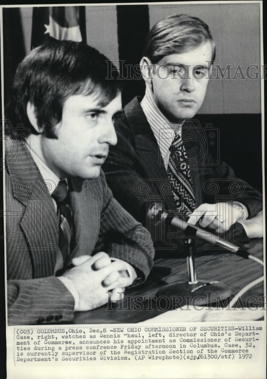 1973 Press Photo William Case & New Ohio Commissioner Dennis Haul-Historic Images