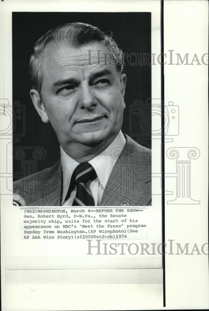 1974 Press Photo Sen Robert Byrd on NBC Meet the Press program - Historic Images