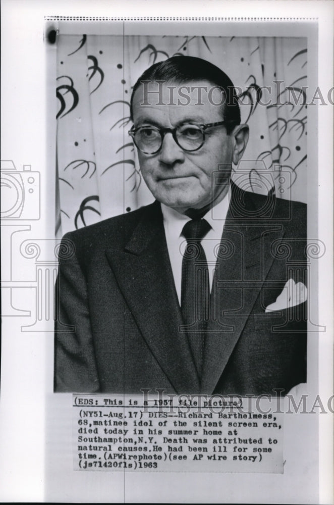 1963 Press Photo Richard Barthelmess,matinee idol of the silent screen era died - Historic Images