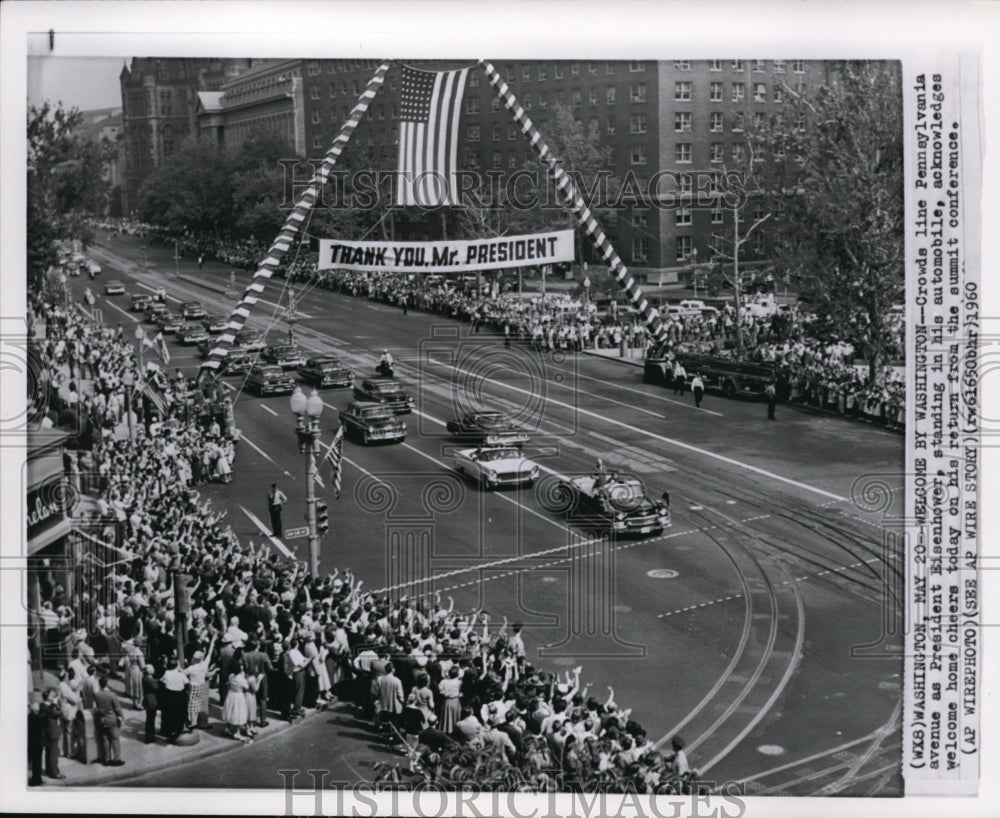 1960 Press Photo The crowds in Pennsylvania avenue  during Eisenhower&#39;s parade - Historic Images