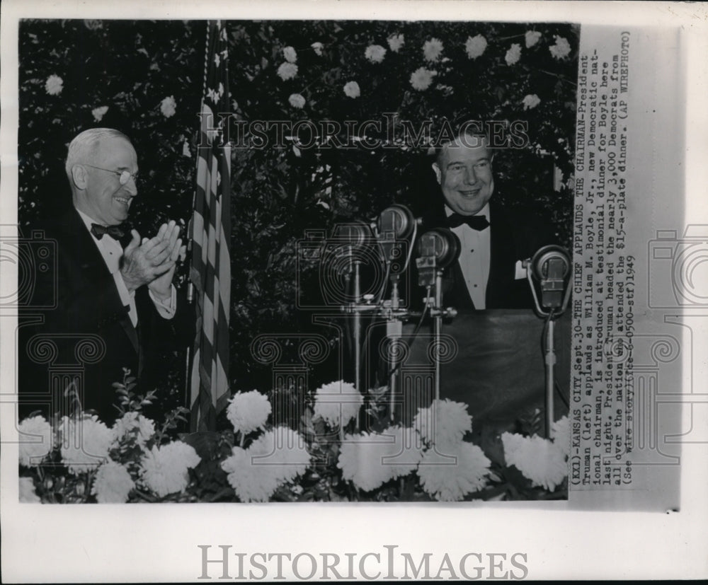 1949 Wire Photo President Truman applauds as William M. Boyle, Jr., new - Historic Images