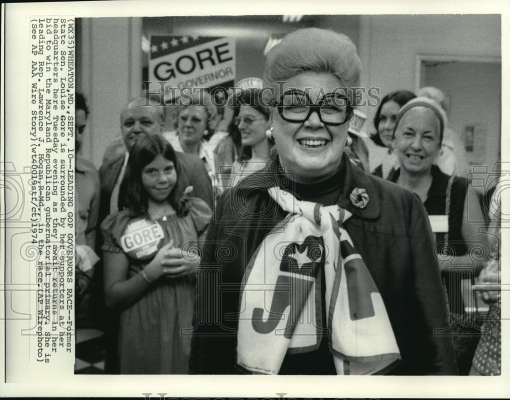 1974 Press Photo Former State Sen. Louise Gore leading Gop Governors Race - Historic Images