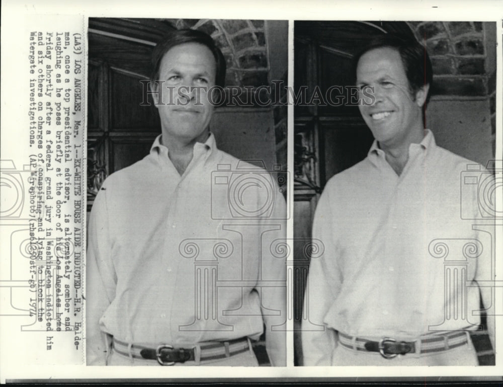 1974 Wire Photo H.R. Haldeman, one a top President Advisor, is alternately - Historic Images