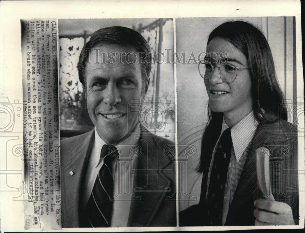 1973 Press Photo H.R. Haldeman, former presidential side and his son Hank - Historic Images