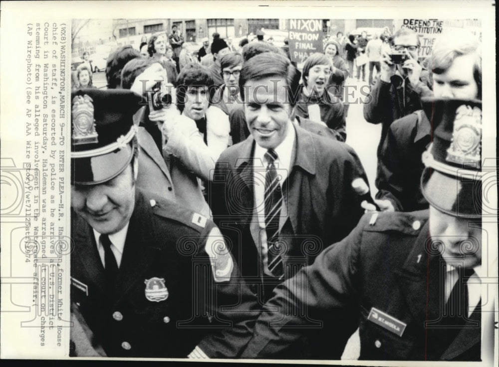 1974 Wire Photo H.R. Haldeman, former White House chief of staff, is escorted-Historic Images