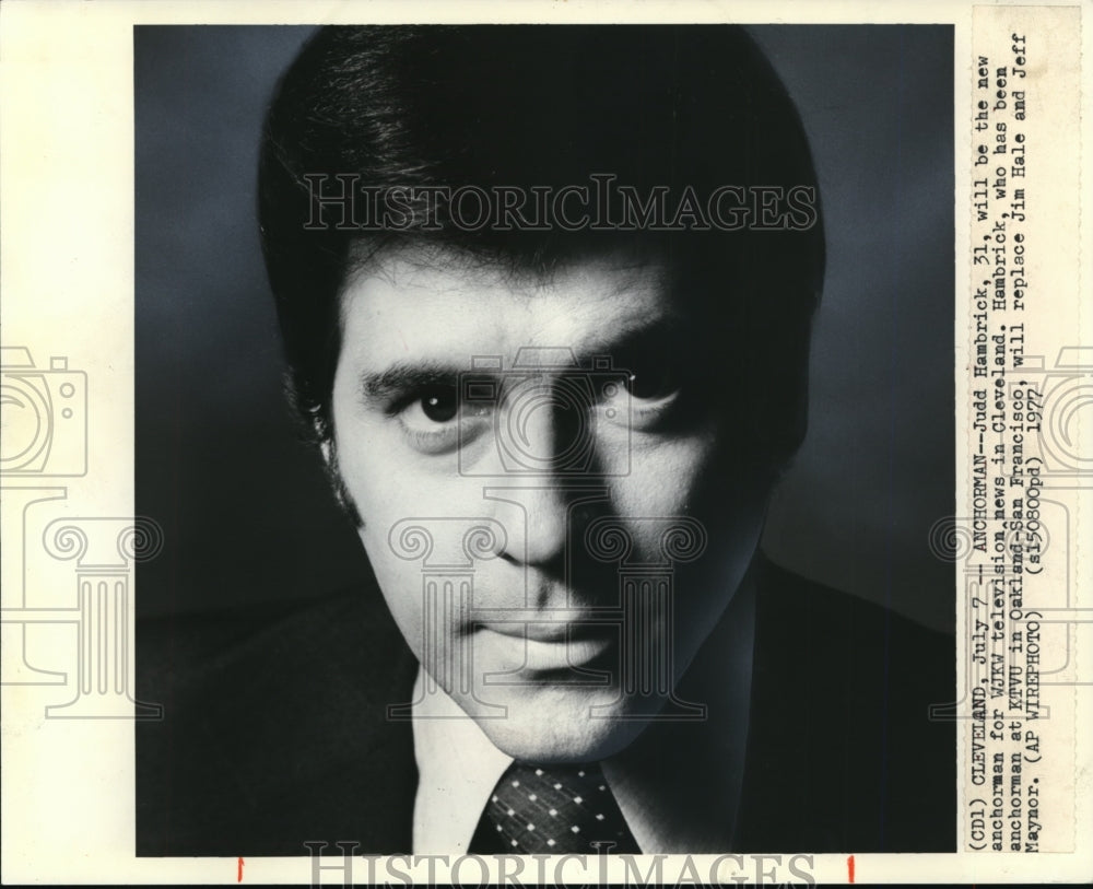 1977 Press Photo Judd Hambrick the Anchorman for WJKW Television News in Clev - Historic Images