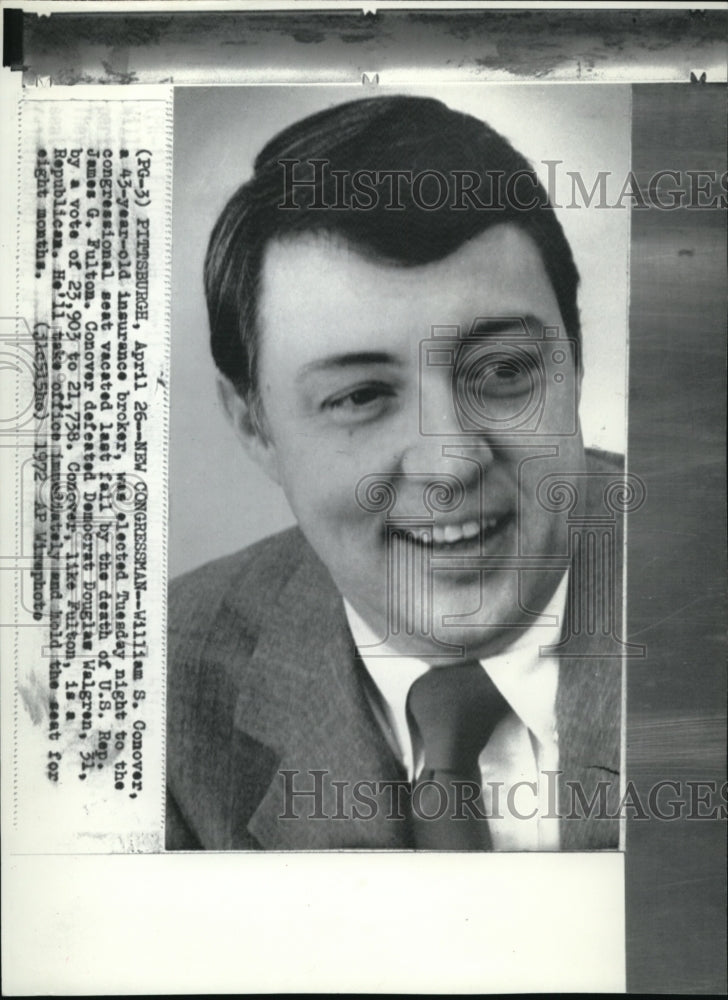 1972 Press Photo Congressman William S. Conover, a 43 year-old insurance broker - Historic Images