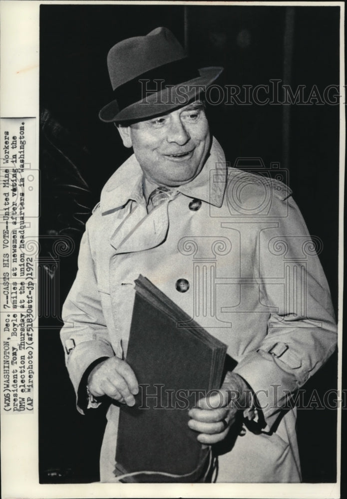 1972 Press Photo United Mines Worker president Tony Boyle after voting at UMW HQ - Historic Images