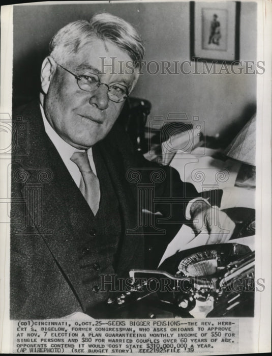 1939 Reverend Herbert S. Bigelow, former congressman - Historic Images
