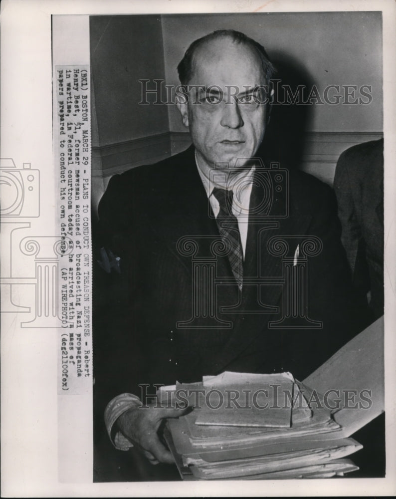 1948 Wire Photo Former newsman, Robert Henry Best prepared for his own defense - Historic Images