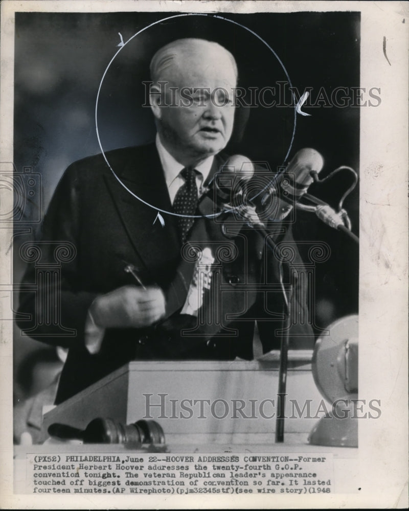 1948 Press Photo Hoover Addresses Convention - Historic Images