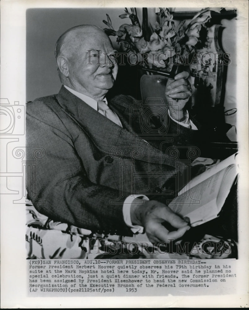 1953 Press Photo Former President at his birthday - Historic Images