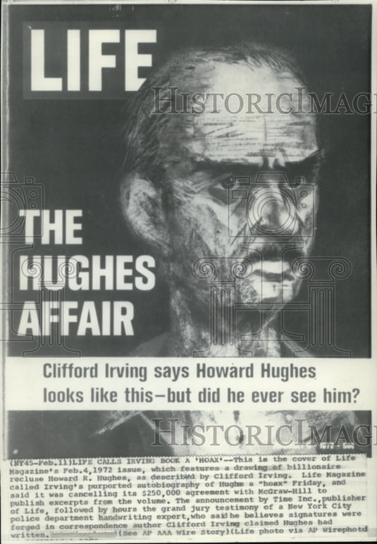 1972 Press Photo The cover of the Life  Magazine, billionaire, Hughe's picture - Historic Images