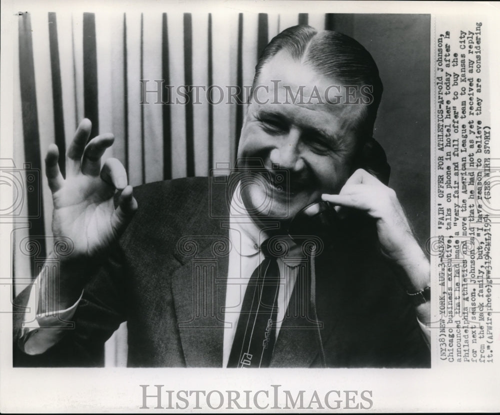 1954 Johnson makes &quot;FAIR&quot; offer for Philadelphia Athletics - Historic Images