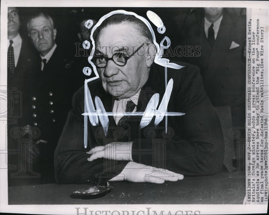 1946 Ernest Bevin, PM of UK in NY to discuss Nazi peace terms - Historic Images