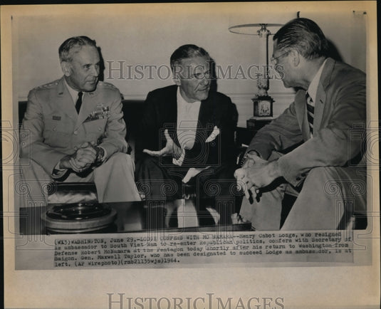 1964 Wire Photo Lodge Confers with McNamara - cvw02970 - Historic Images