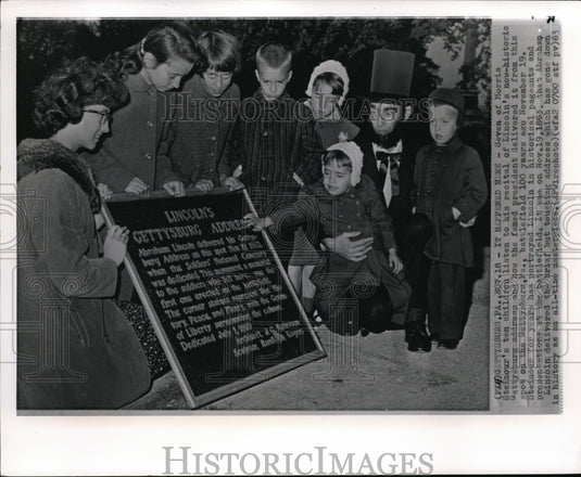 1963 Wire Photo The Steinbur's children during his recital of Lincoln's address - Historic Images