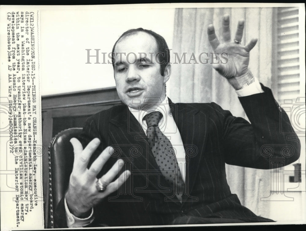 1972 Wire Photo Kenneth Lay, executive director of the Interior Department&#39;s - Historic Images