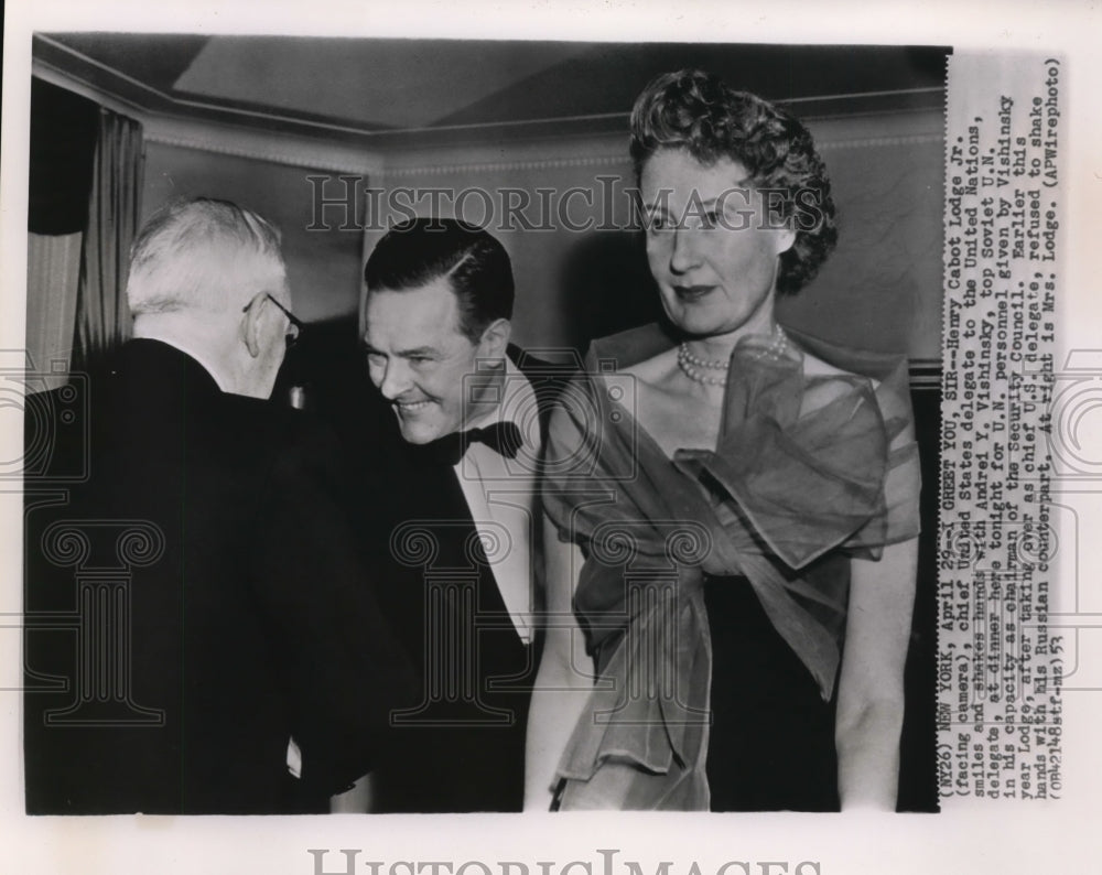 1953 Press Photo Henry Cabot Lodge Jr., chief United States delegate to the - Historic Images