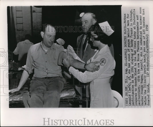 1952 Wire Photo Nathan Leopold who has spent 28 years behind bars for - Historic Images