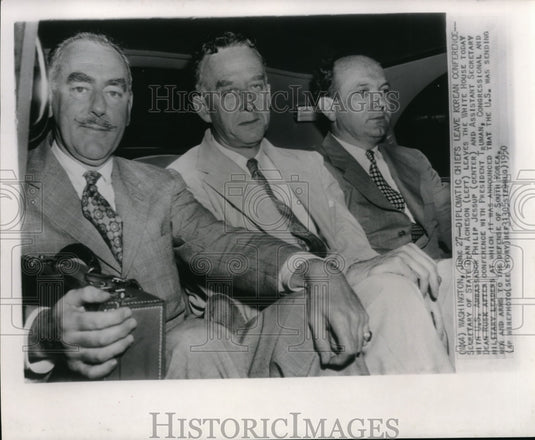 1950 Press Photo Secretary of State Dean Acheson leaves the White House today - Historic Images