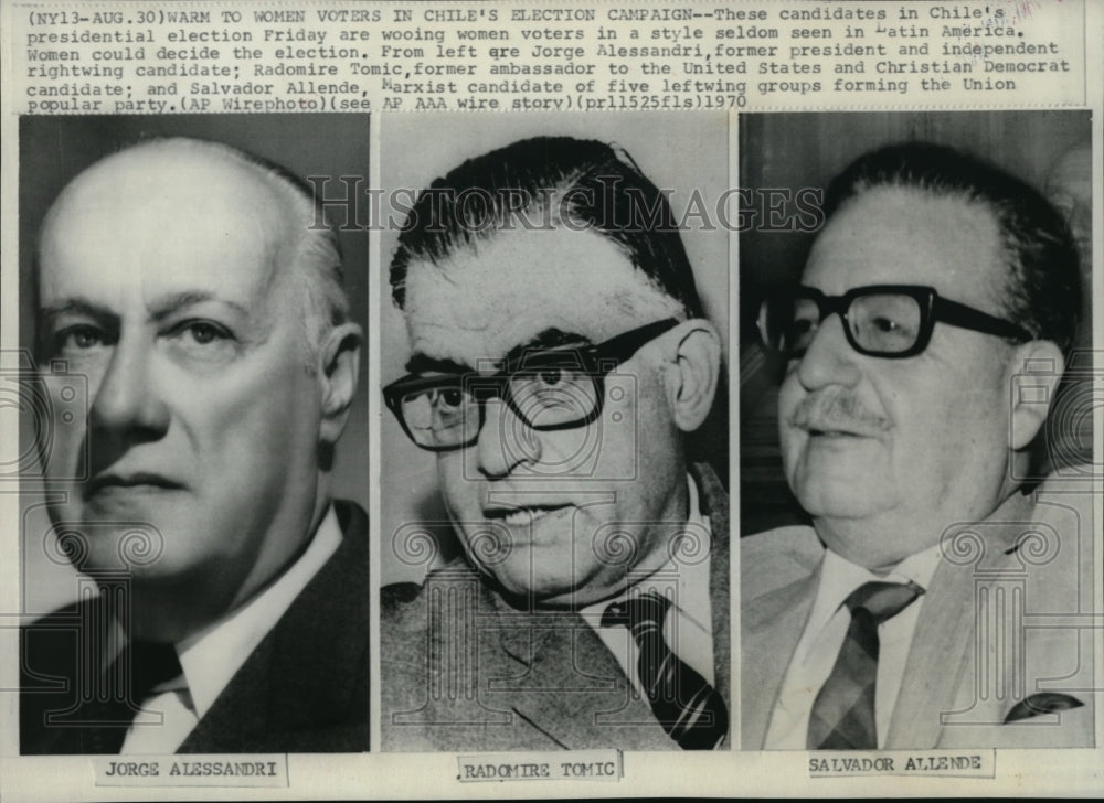 1970 Wire Photo Candidates in Chile's presidential election - cvw03179 - Historic Images
