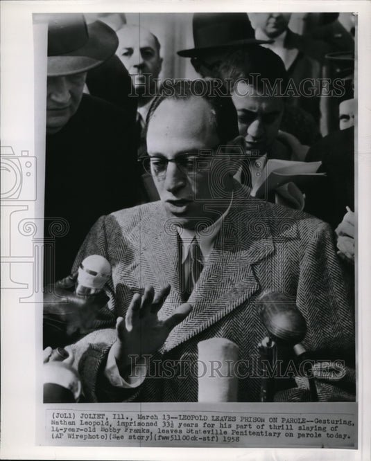 1958 Press Photo Nathan Leopold imprisoned for 33 years  for slaying a boy - Historic Images