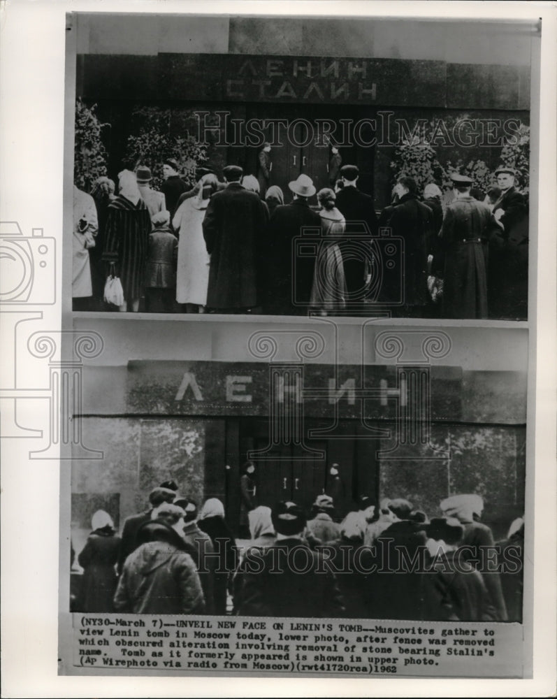 1962 Press Photo Muscovites gather to view Lenin tomb in Moscow - Historic Images