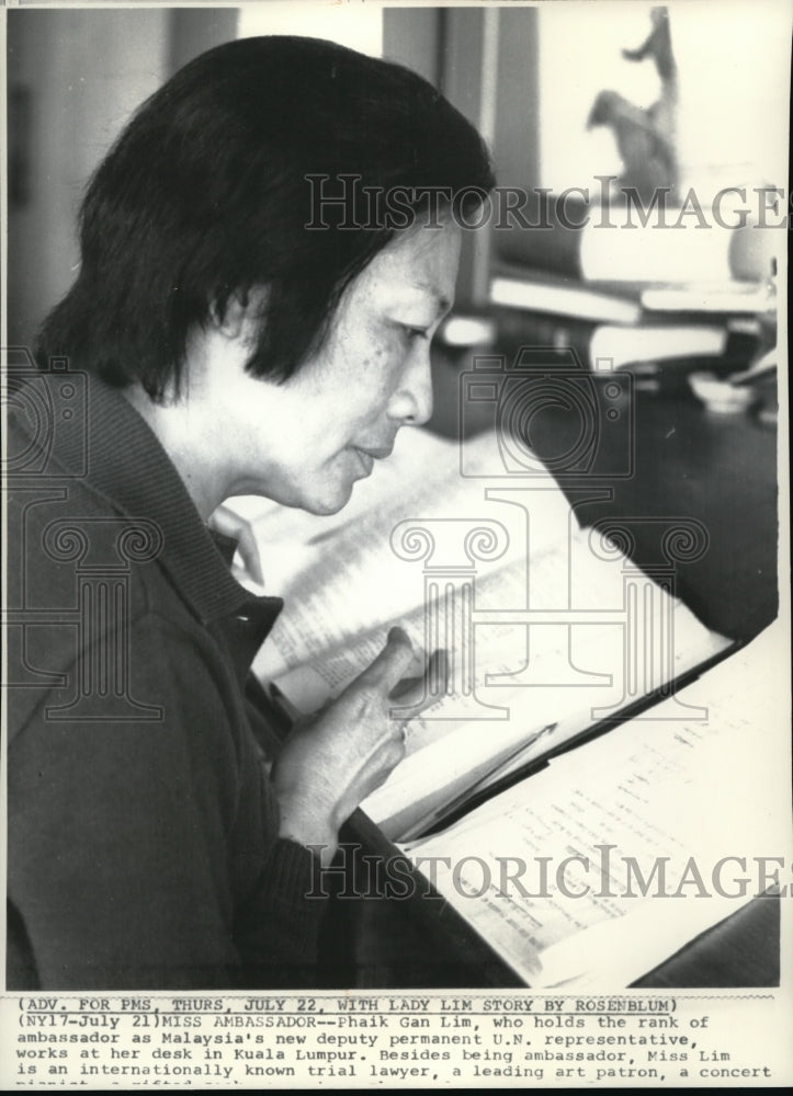 1971 Phaik Gan Lim as Malaysia's new deputy UN representative - Historic Images