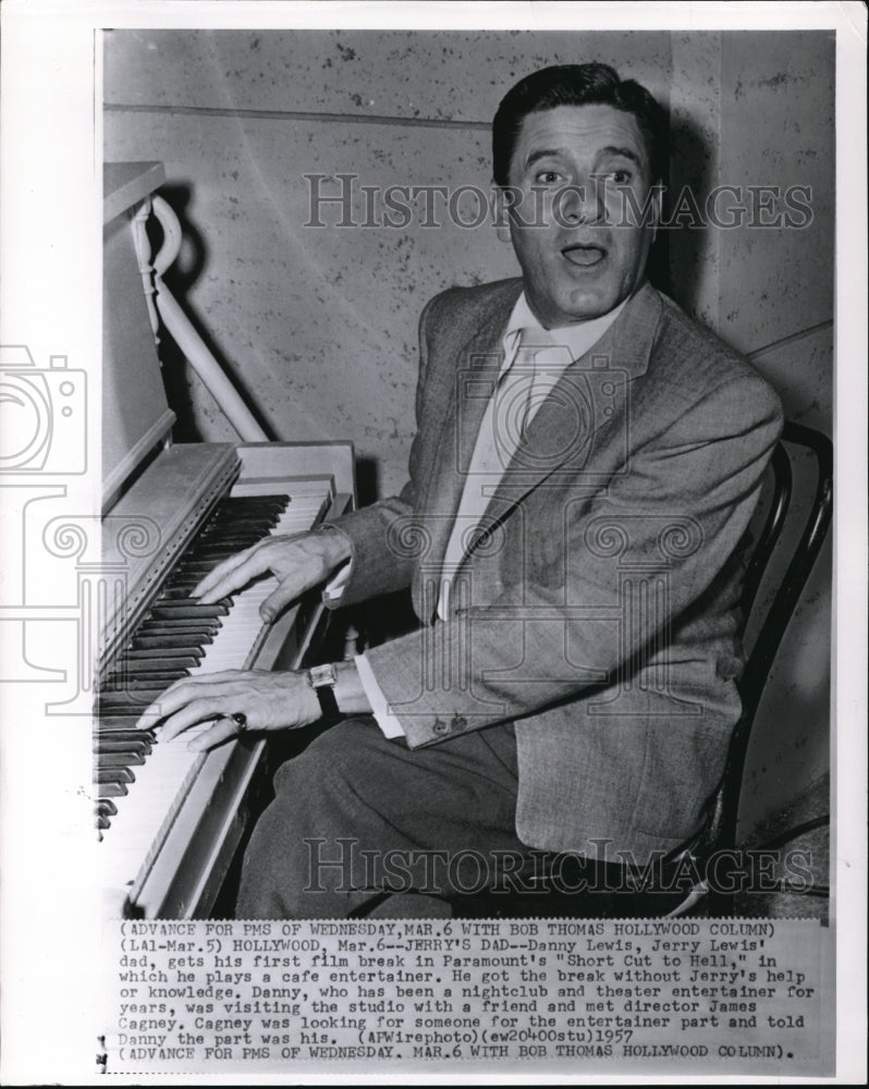 1957 Wire Photo Jerry&#39;s Dad on his first film break in Paramount - cvw03457 - Historic Images