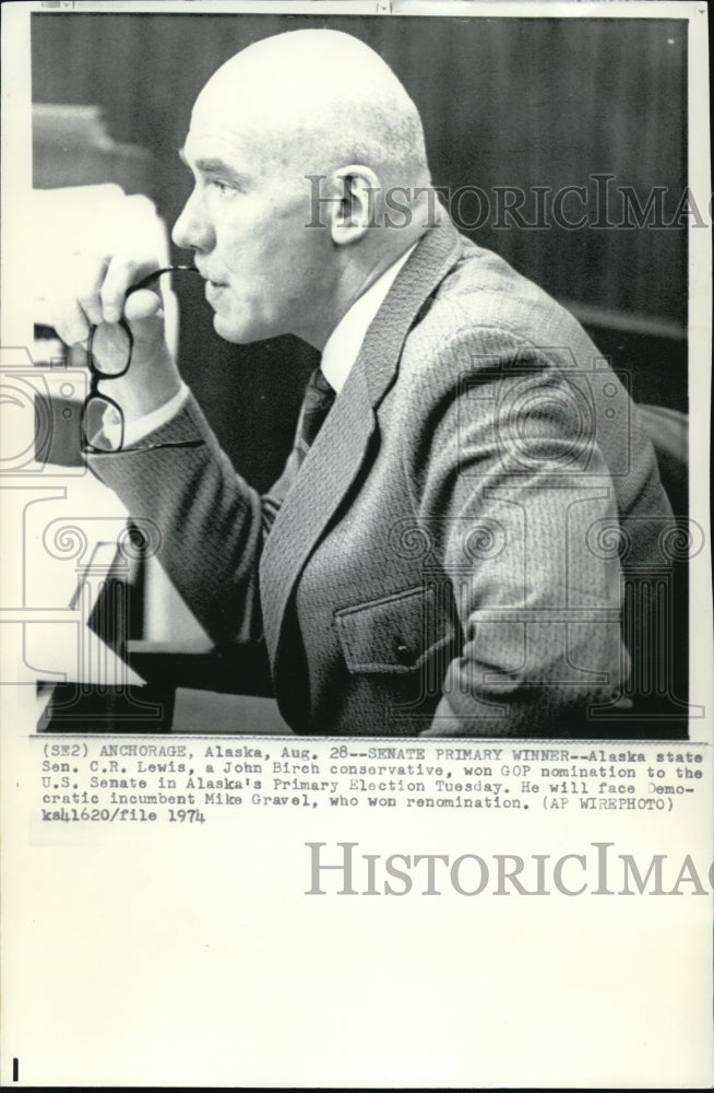 1974 Wire Photo Alaska State Sen. C.R. Lewis, the Senate Primary Winner - Historic Images