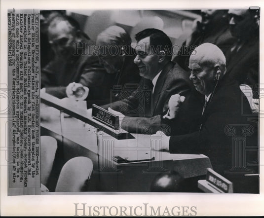 1960 Soviet Premier Nikita Khursschev at the U.N.General Assembly. - Historic Images