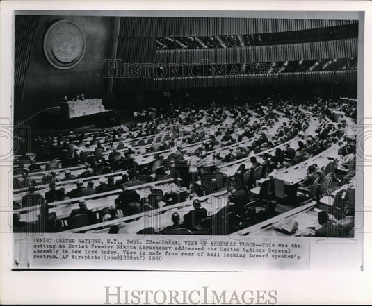 1960 Wire Photo Soviet Premier Nikita Khruschev addressed at U.N. Assembly.-Historic Images