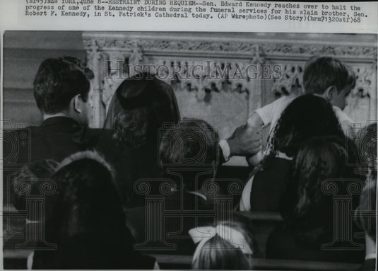 1968 Press Photo Senator Edward Kennedy with his brother's family at the funeral - Historic Images