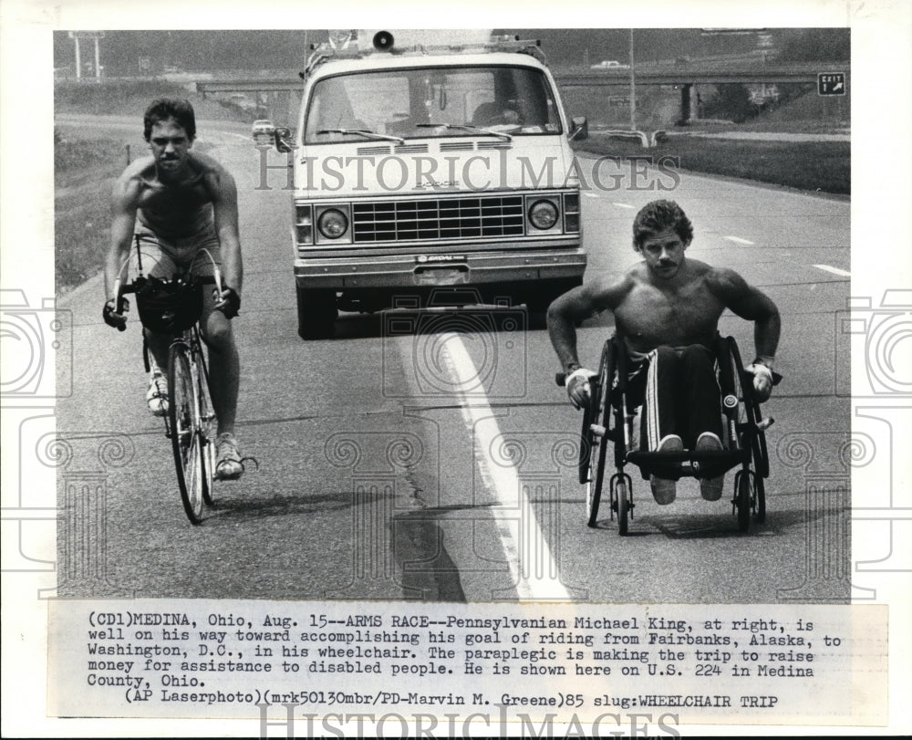 1985 Michael King on goals of riding from Fairbanks to Washington - Historic Images