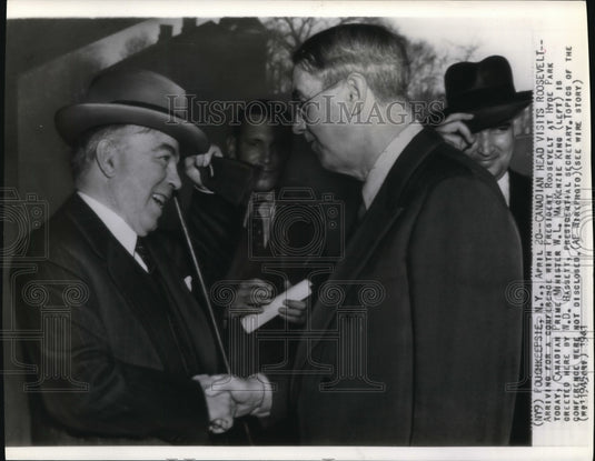 1947 Press Photo Canadian head visits Roosevelt - Historic Images