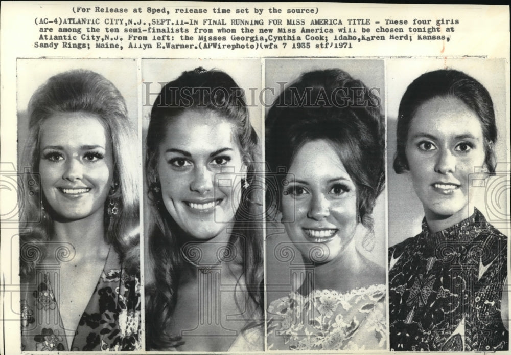 1971 Press Photo Top Four for Ms. America 1972 - Historic Images